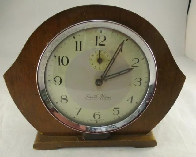 Vintage Retro Smiths Wind Up Alarm Mantle Clock - Gt Britain - Great Project