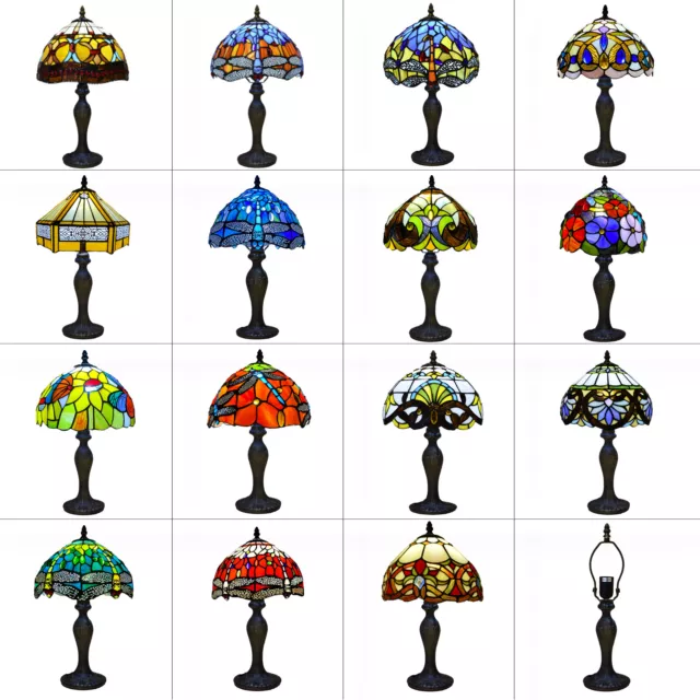 Tiffany Style Table Lamp Stained Glass Handcrafted Multicolored With Free Bulbs