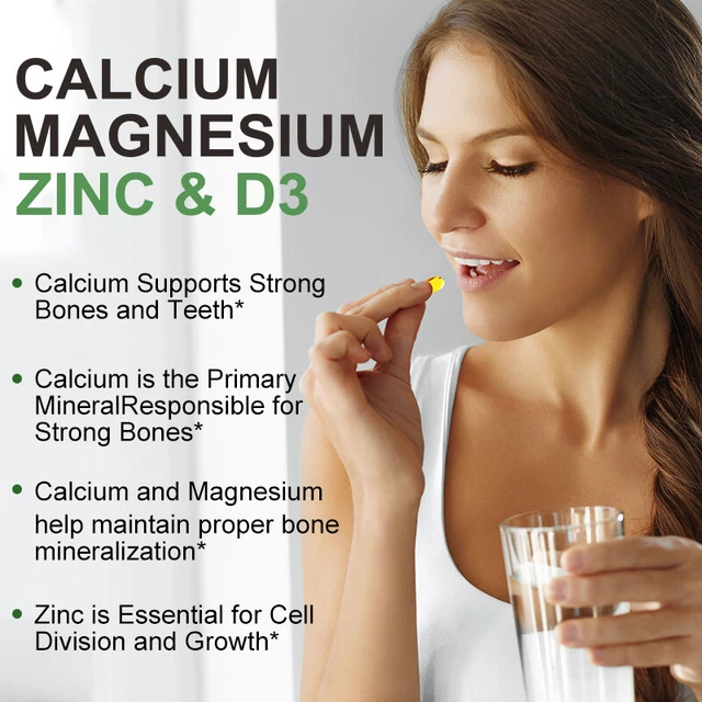 Complesso Magnesio Zinco Vitamina D3 Calcio 1000mg – 120 Compresse – Alto Assorbimento MENXI