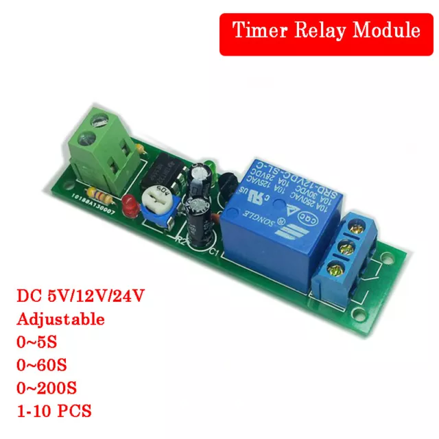 DC 5-24V Verzögerung Relais Schild NE555 Timer einstellbar Schaltmodul 0 ~ 200 s