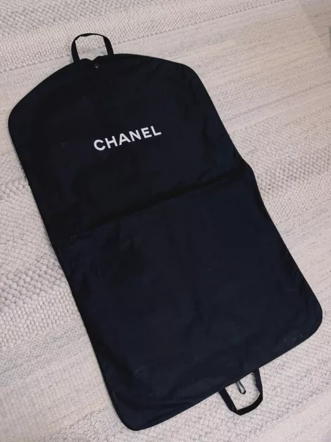 New CHANEL black canvas garment bag / travel suit cover (23*38)