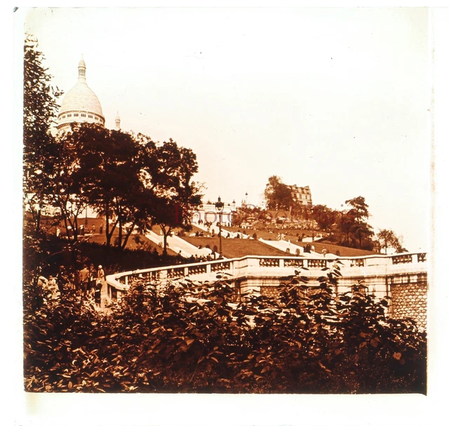 Montmartre Paris c1930 FRANCE Photo Plaque de verre Stereo Vintage
