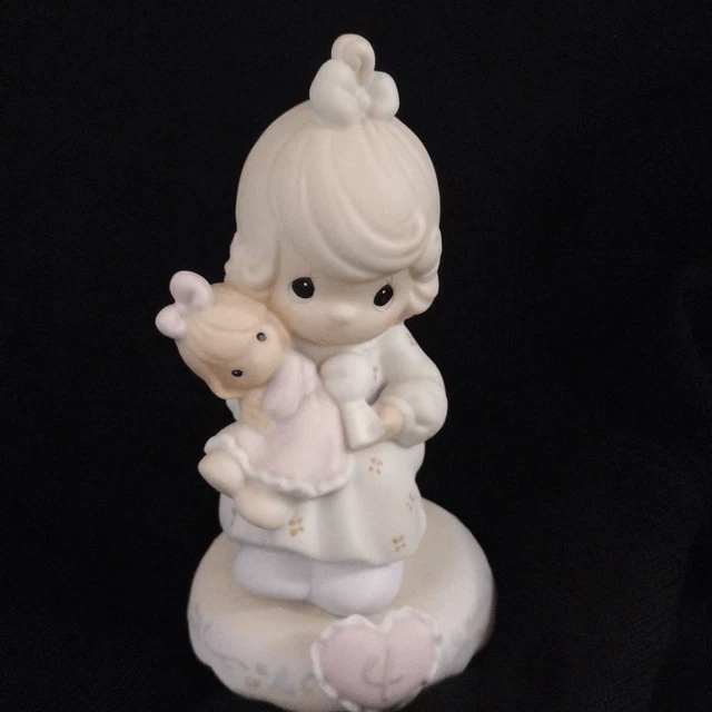 1994 Precious Moments Pink White Growing in Grace Age 4 Ceramic Decor Figurine