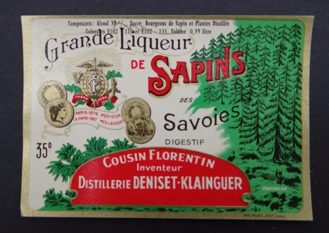 Etiquette LIQUEUR DE SAPIN DENISET KLAINGUER SAVOIE no absinthe absinth label