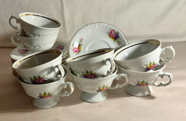 8 Royal Kent RKT6 Floral Pattern Cups And Saucers