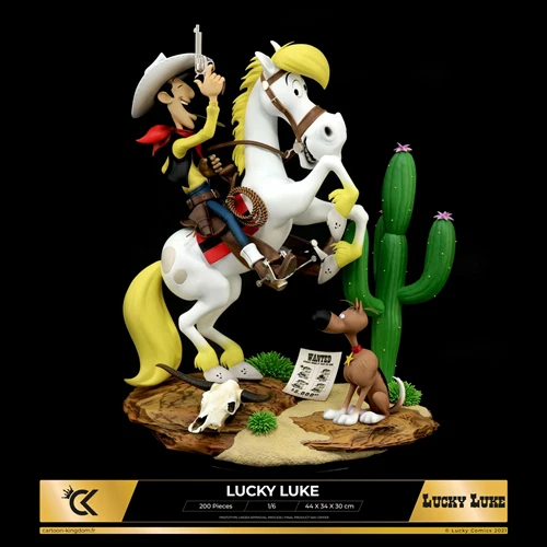 Statuette Lucky Luke, Jolly Jumper et Rantanplan 1/6 Cartoon Kingdom 2024