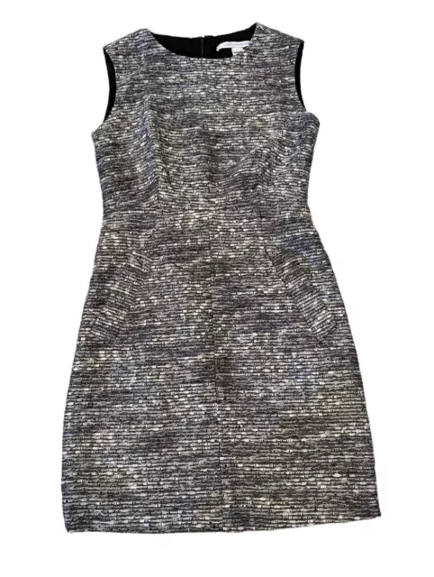 Diane von Furstenberg DVF Gray Silver Tweed Carpreena Sheath Dress Size 6