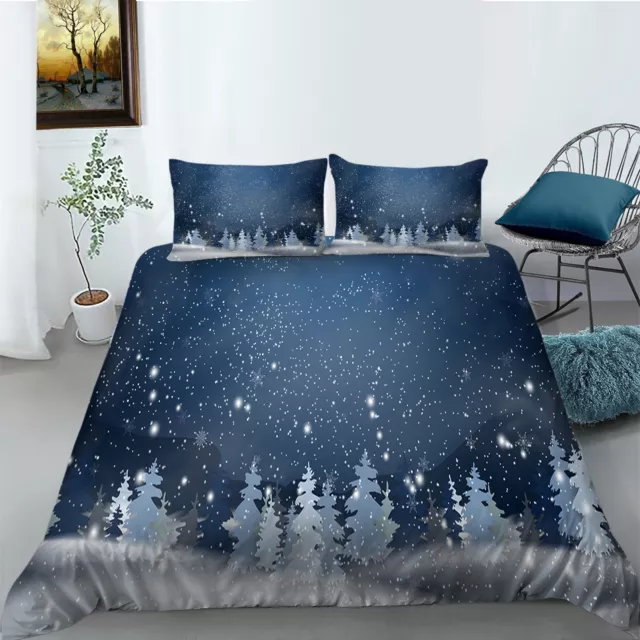 Hot Fashion Blau Weihnachten Schneeflocke Kinder Erwachsene Bettwäsche-Set