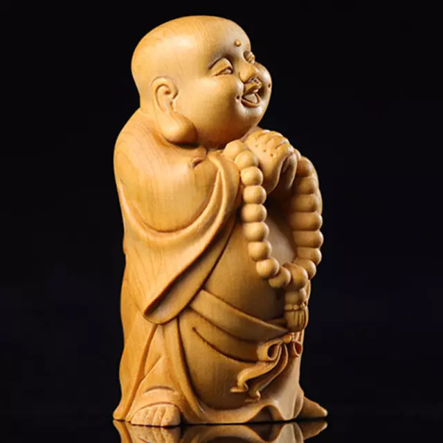 8 CM  TALL Carved Boxwood Figurine - Little Monk Boy