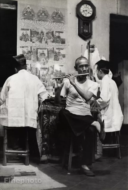 1949 HENRI CARTIER-BRESSON Singapore Death House TAOIST Priest Flute Music Art