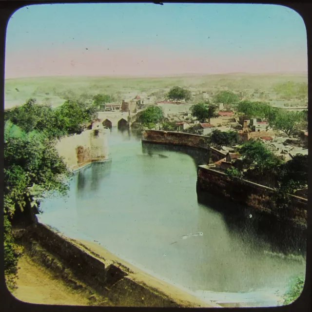 COLOUR Glass Magic Lantern Slide BHURTPORE C1910 INDIA PHOTO