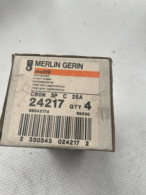 4Pc X Merlin Gerin 24217 Schneider Multi 9 C60N - Modular Circuit Breaker - 3P 4Pc X Merlin Gerin 24217 Schneider Multi 9 C60N - Modular Circuit Breaker - 3P