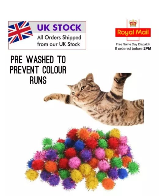 Cat toys Pom Pom Tinsel Balls 3 sizes for Cats 2.2cm & 2.5-2.7cm