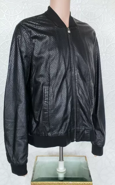 New Versace Collection Perforated Lamb Leather Black Bomber Jacket 56  -  3Xl 2
