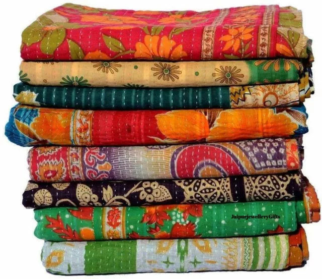 15 Stück indische Vintage-Kantha-Steppdecke, handgefertigte...