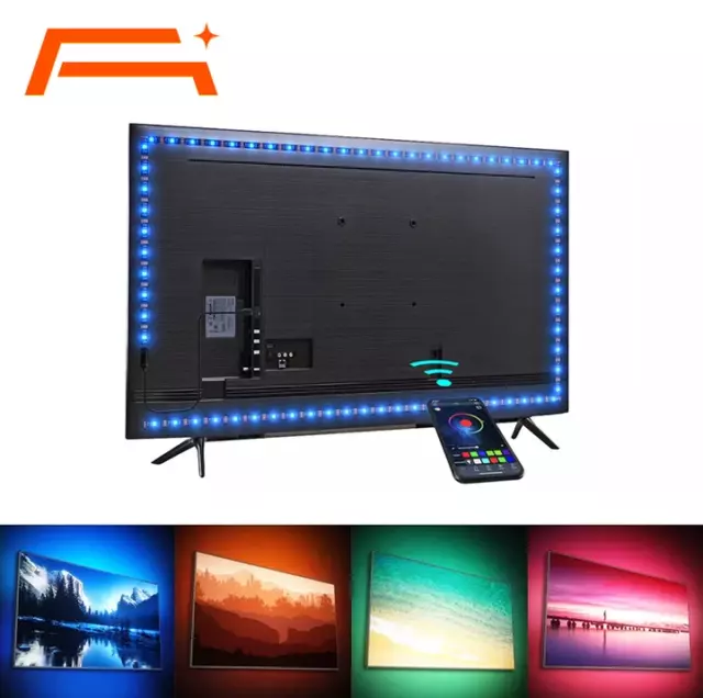 Tira de luces RGB con control por APP, LED de decoración para fondo de TV, con B