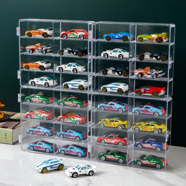 STACKABLE Acrylic Display Box For Mini Car Model Toy Dustproof Case Cabinet Rack