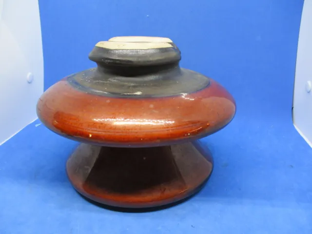 Vintage Brown Ceramic Mushroom High Voltage Electric Insulator Large 5.5" x 7.5"