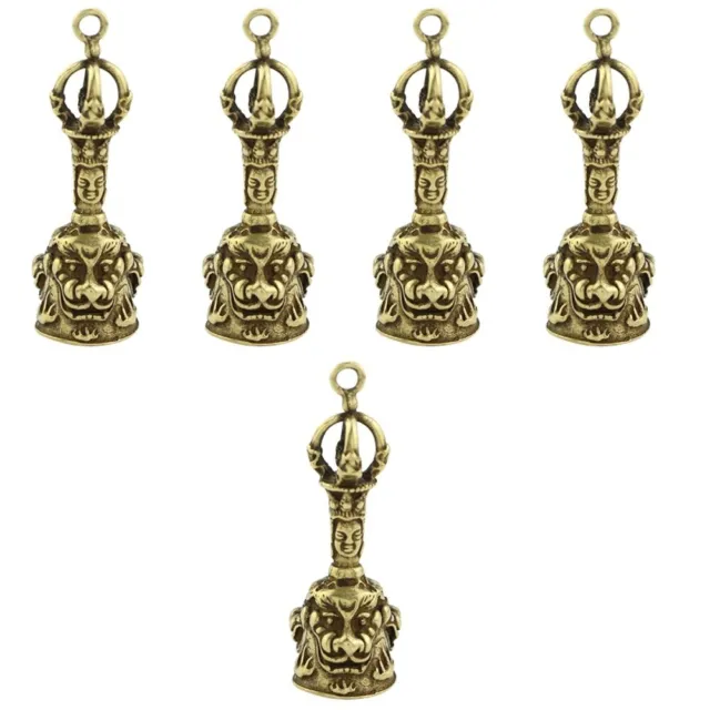 5 Count Brass Buddhist Antique Buddha Ornaments Bell Charms