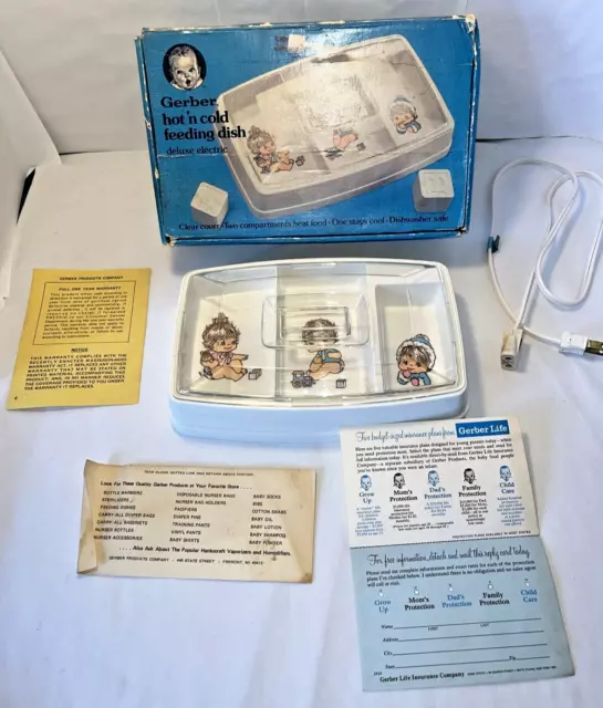 Vintage Gerber Hot n Cold Feeding Dish Deluxe Electric 3718 Orig Box Works