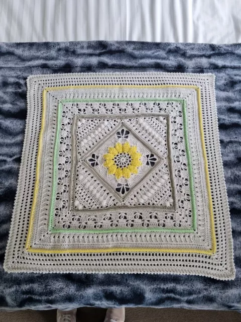 Hand Made Crochet pram cot baby blanket throw afghan small