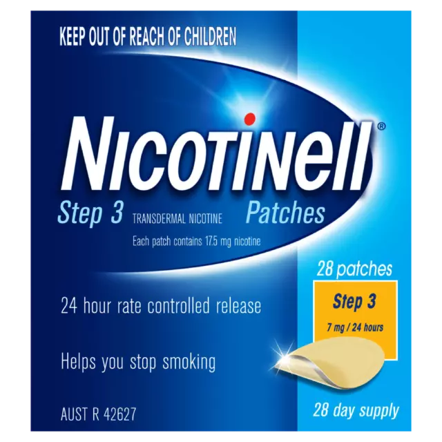 Nicotinell Step 3 (7mg/24 hours) 28 Patches Stop Smoking Aid Controlled Release