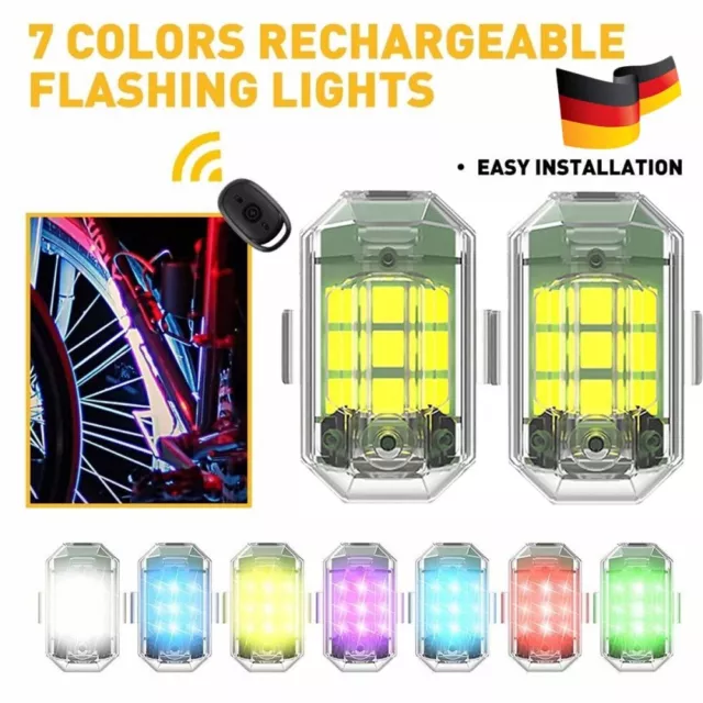 2X Drahtloses LED-Strobolicht 7 Farben wiederauf ladbare Blinklichter Helligkeit