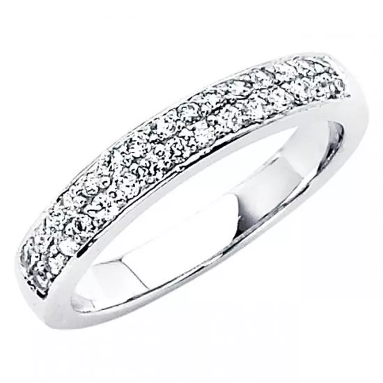 14K White Gold .50ct Simulated Diamond Wedding Band Bridal Anniversary Ring