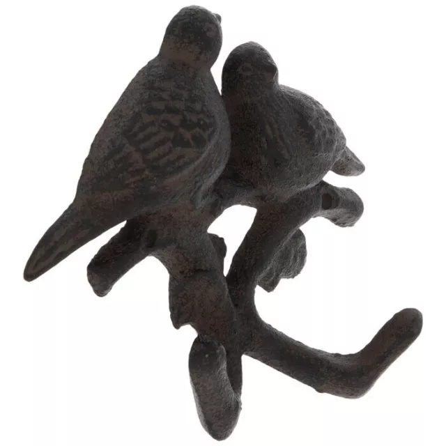 Two Birds Wall Hook - Cast Iron Rustic Brown Finish - Key, Towel, Coat Hanger