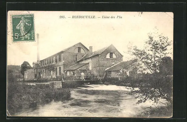 CPA Hondouville, Usine des Plis 1908