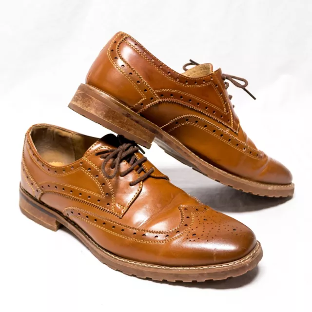 ⭐ AMALI MEN'S Derby Brown Wingtip Dress Shoes Leather Lining US Size 8. ...