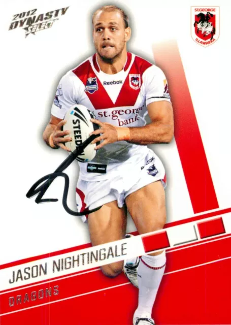 Signed 2012 St George Illawarra Dragons NRL Dynasty Card - Jason Nightingale