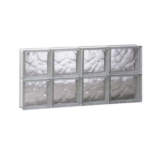 Clearly Secure Glass Block Window 25"x11.5" Pre-assembled Frameless Wave Pattern