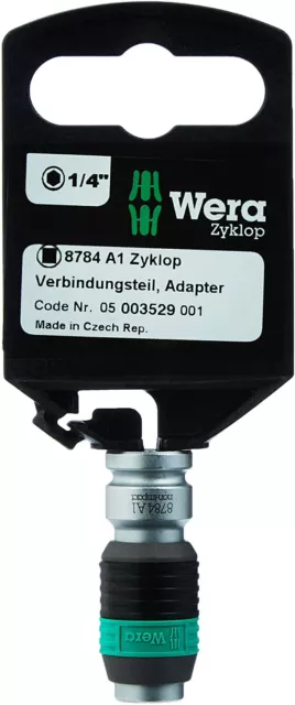 WERA Zyklop 1/4" Square Drive to 1/4" Hex Screwdriver Bit Adaptor Chuck, 003529 3