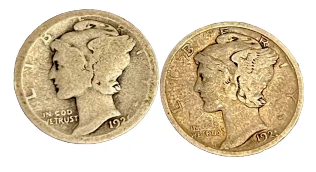1921 P and D Mercury Dimes Very Key Dates