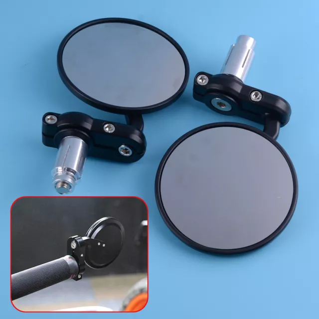 Motor Bar End Round 7/8" Side Mirrors Rear View Fit For Motorcycle Sports Bike~