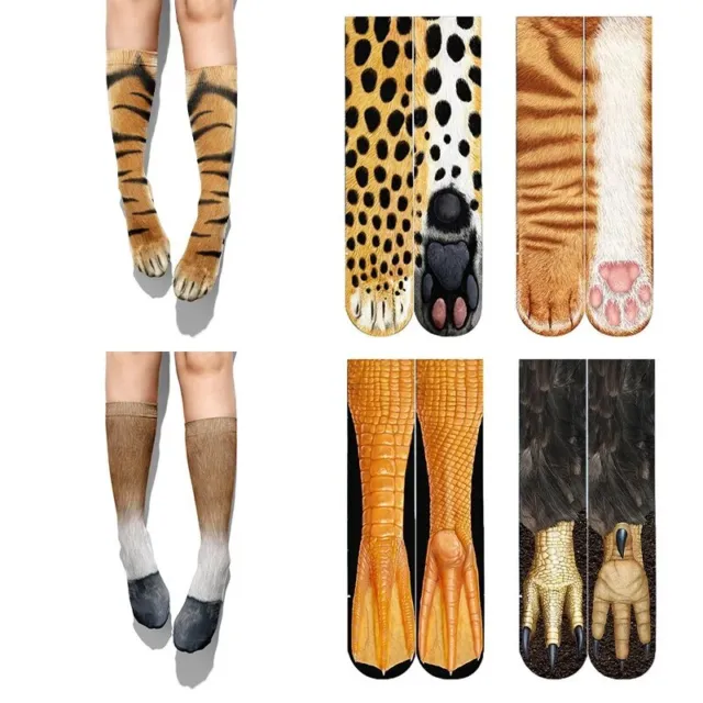 1PAIR Unisex Funny Animal Paw Pattern Socks Feet Print Crew Socks for Women Men