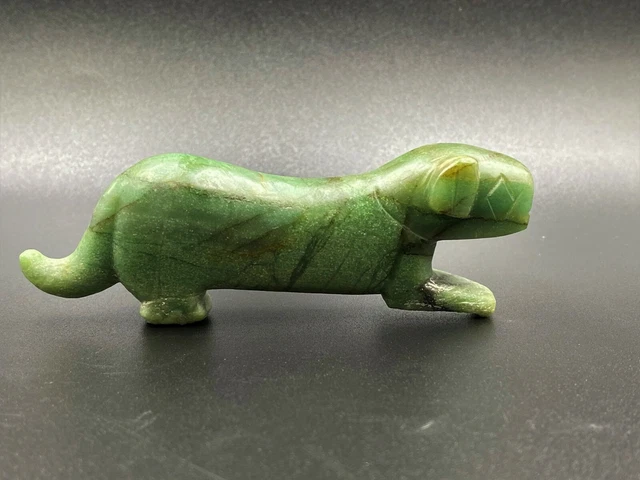 Old Antique Aventurine Jade Tiger Figure Bead Pendant Ancient Pyu Culture Burma 2