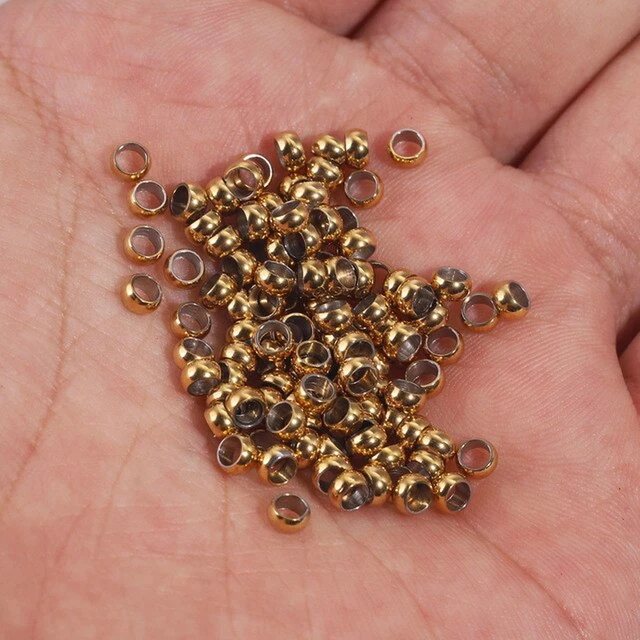 100Pcs Stainless Steel Plating 18K Gold Positioning Buckle Spacer Beads DIY Hand