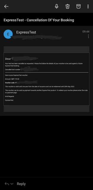 ExpressTest voucher of £119