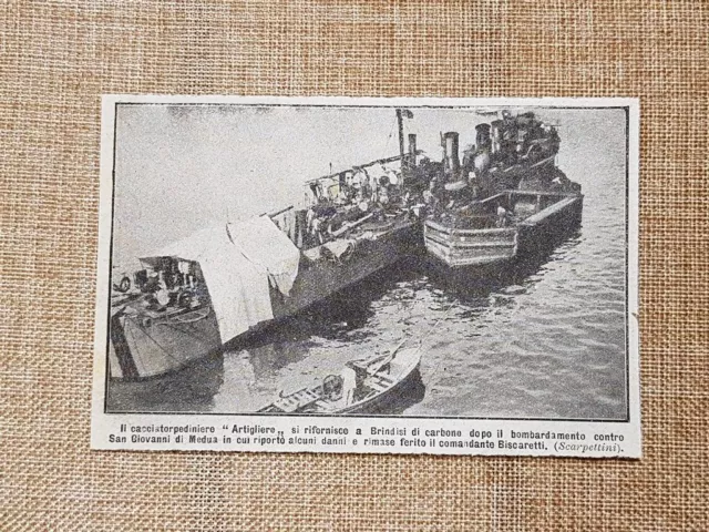 Brindisi nel 1911 Cacciatorpediniere Artigliere San Giovanni di Medua Biscaretti