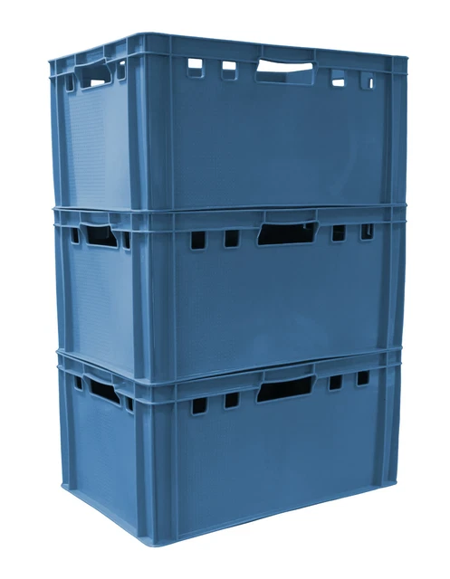 3 St. Umzugswannen Geschirrkasten Transportbox E3 60x40x30 cm blau NEU Gastlando