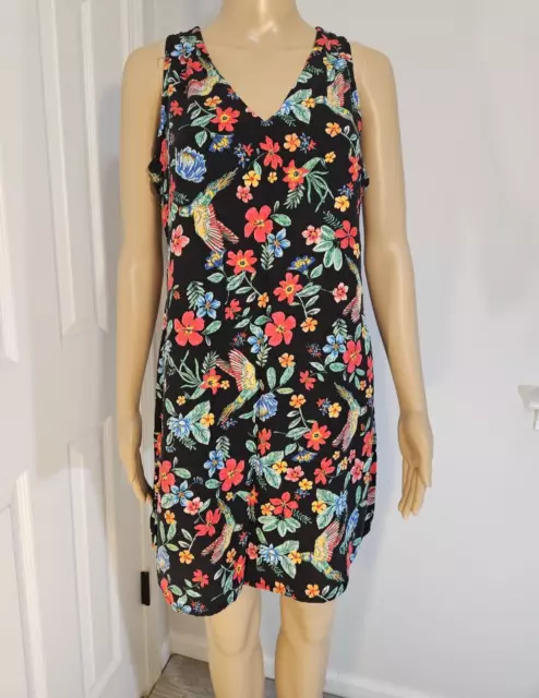 Old Navy Womens Dress Medium Floral Tropical Print Sleeveless V Neck