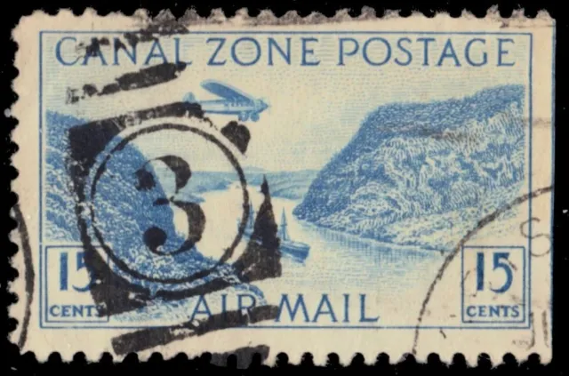 CANAL ZONE C10 - Plane over Gaillard Cut "Airmail" (pb79752)