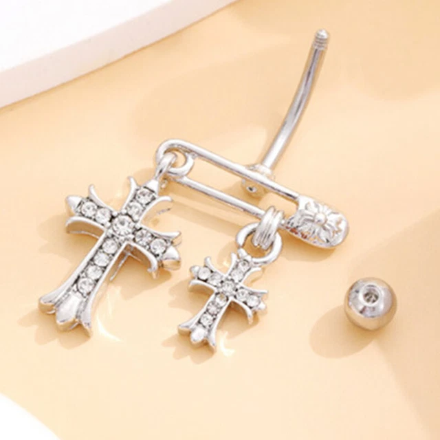 Cross Planet geformter Bauchnabel Ring Edelstahlstern Navel Piercing Ringe  TS