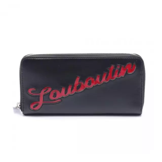 Christian Louboutin Long Wallet Panettone Zip Around Black Logo Authentic