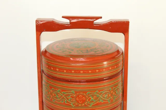 Betel Nut Box Lacquerware Carrying Container Box #6 Large Multi Color Designs 2