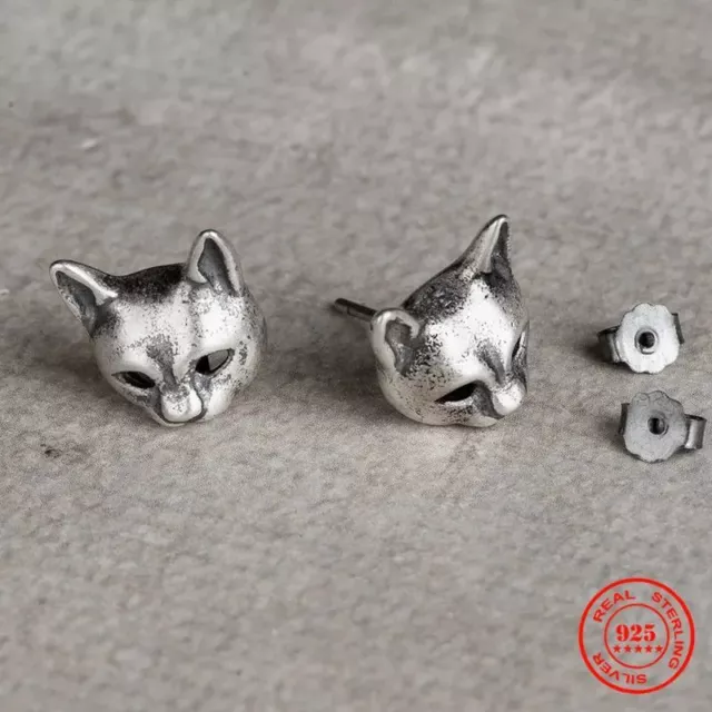 1Pair Cat Shape Stud Earrings Silver Color Earring Studs Women Girl Jewelry Gift