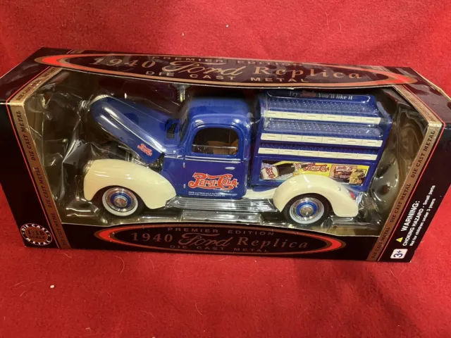 Vintage 1940 Ford Replica Pepsi Cola Golden Wheel Diecast Delivery Truck