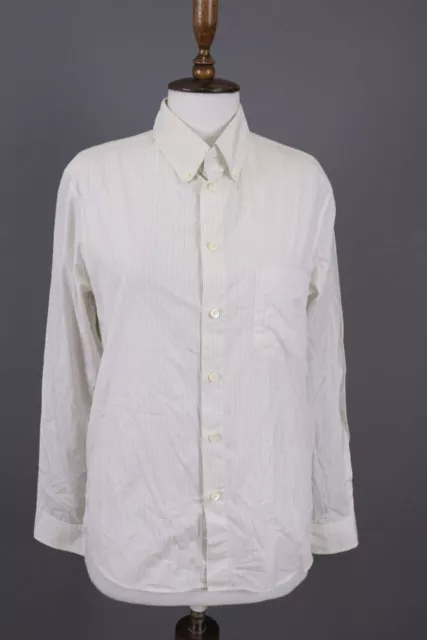 APC White Pinstripe Button Down Long Sleeve Shirt Top Size M